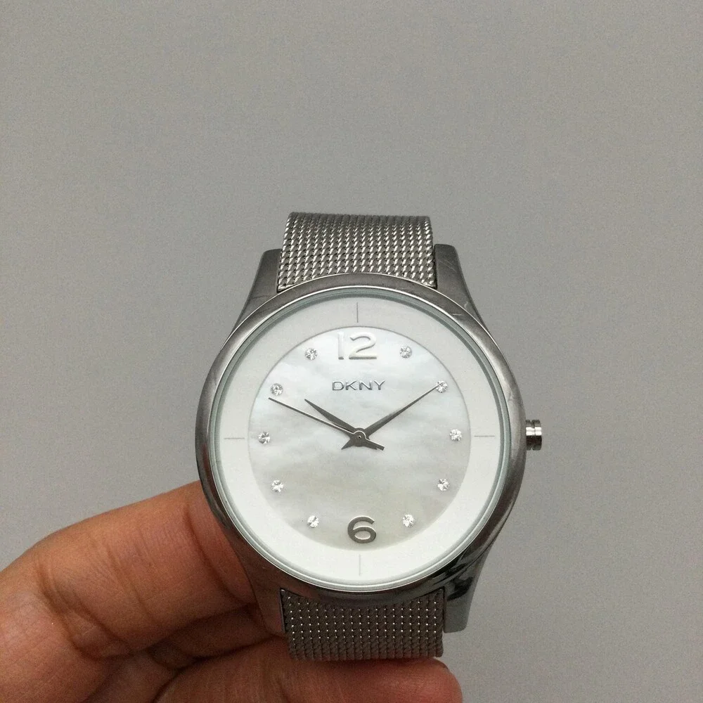 DKNY Womens Watch 37mm MOP Dial Silver Tone Steel Mesh NY-8716 New Battery